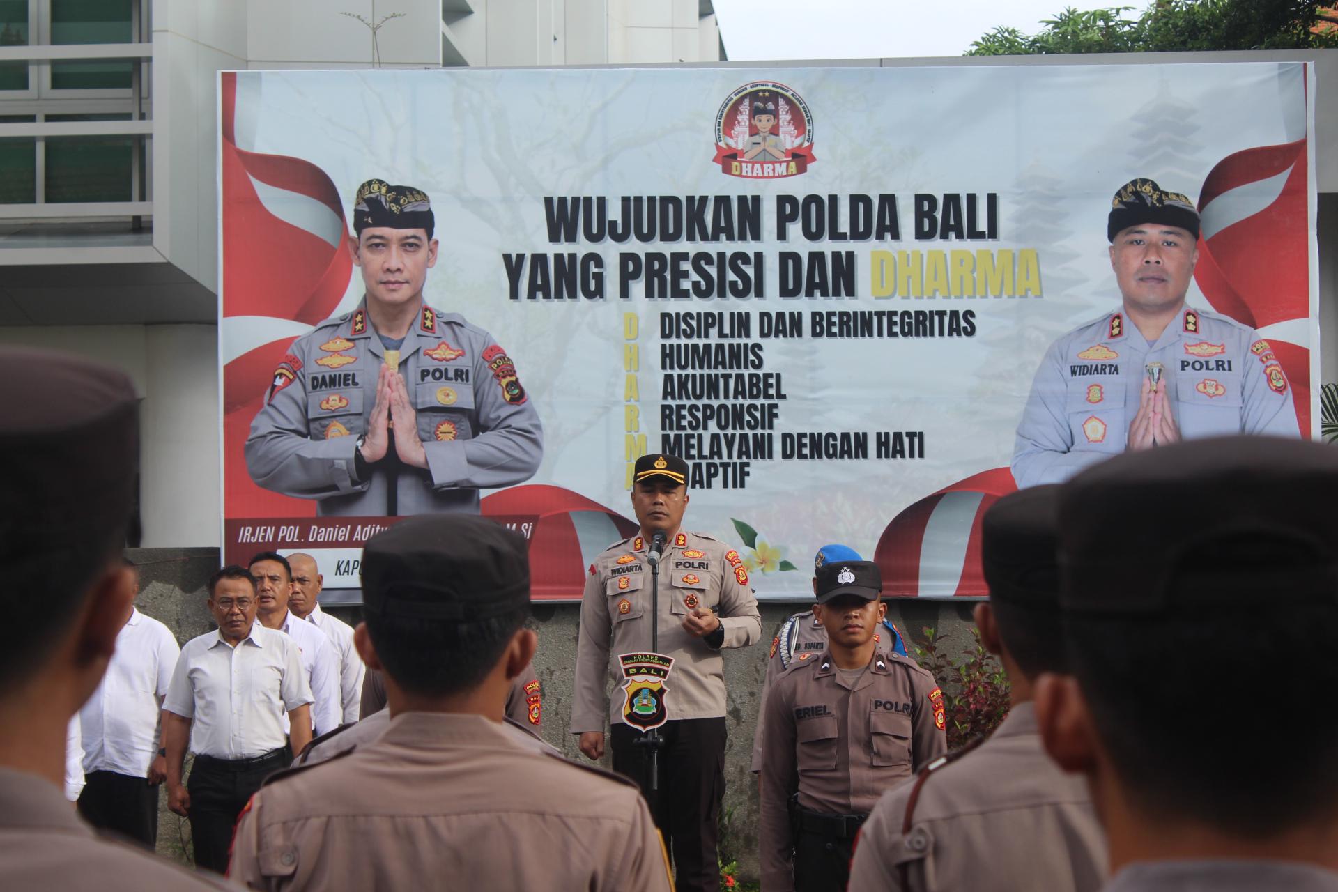 Kapolres Kawasan Bandara I Gusti Ngurah Rai Pamit Dalam Apel Jam Pimpinan Terakhirnya