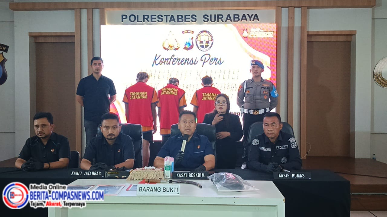 Jatanras Polrestabes Surabaya Berhasil Amankan Tiga Tersangka Pelaku Curanmor 
