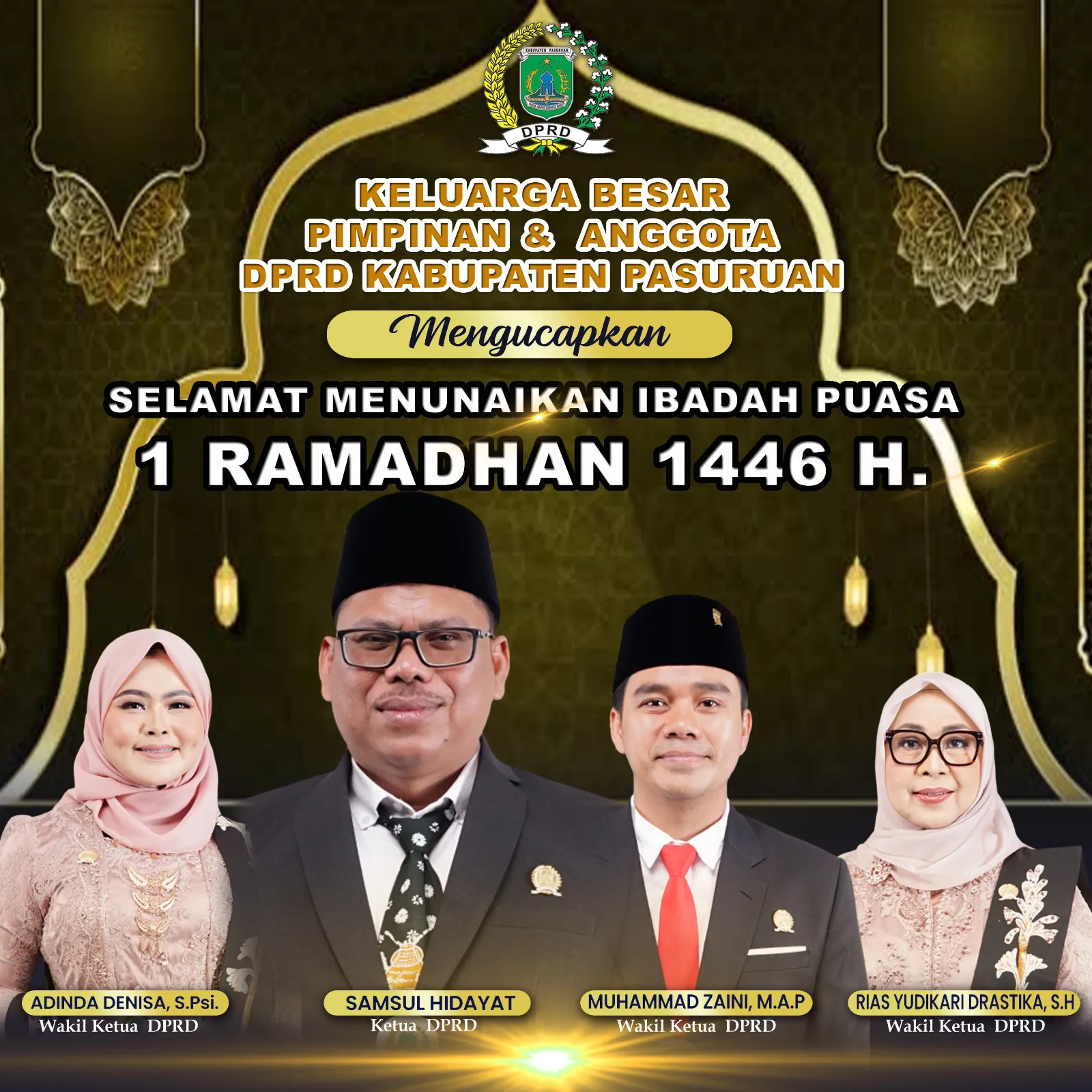 Keluarga Besar Pimpinan dan Anggota DPRD Kabupaten Pasuruan Mengucapkan Selamat Menunaikan ibadah Puasa 1 Ramadhan 1446 H