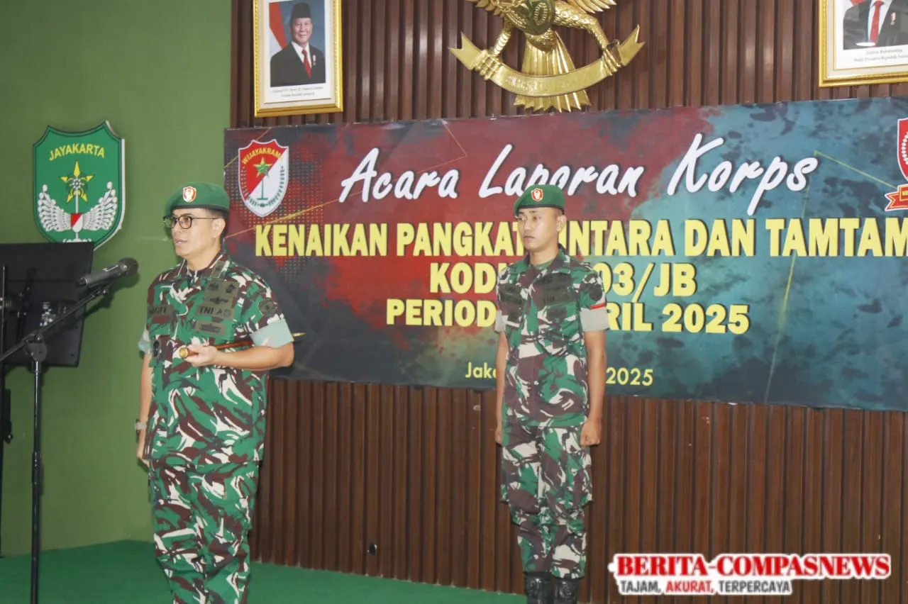 Laporan Korps Kenaikan Pangkat Bintara Dan Tamtama Kodim 0503/JB Periode 01-04-2025 Berlangsung Lancar Dan Tertib.