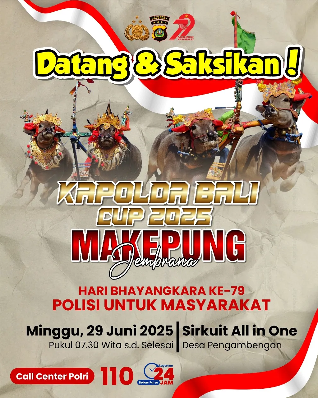 Polres Jembrana Gelar Lomba Makepung Kapolda Bali Cup 2025 Meriahkan Hari Bhayangkara ke-79