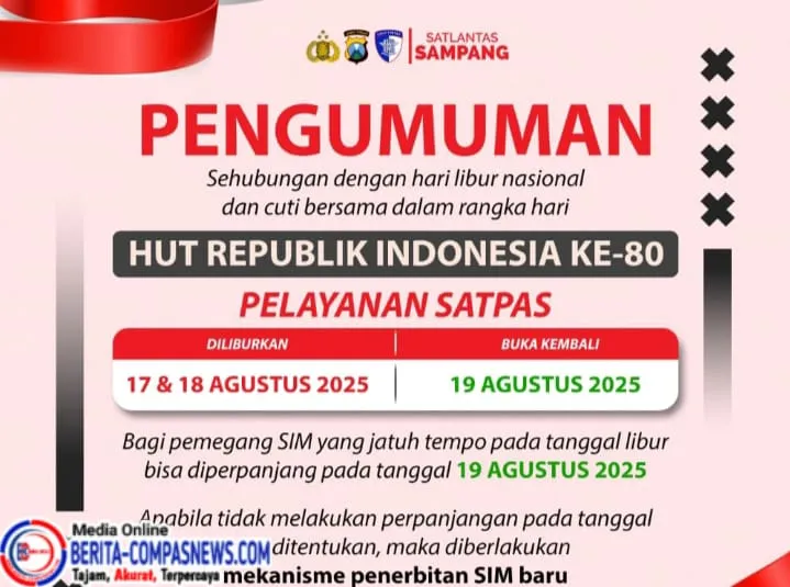 Peringatan HUT RI ke- 80, Satpas Polres Sampang Tutup Layanan SIM Sementara