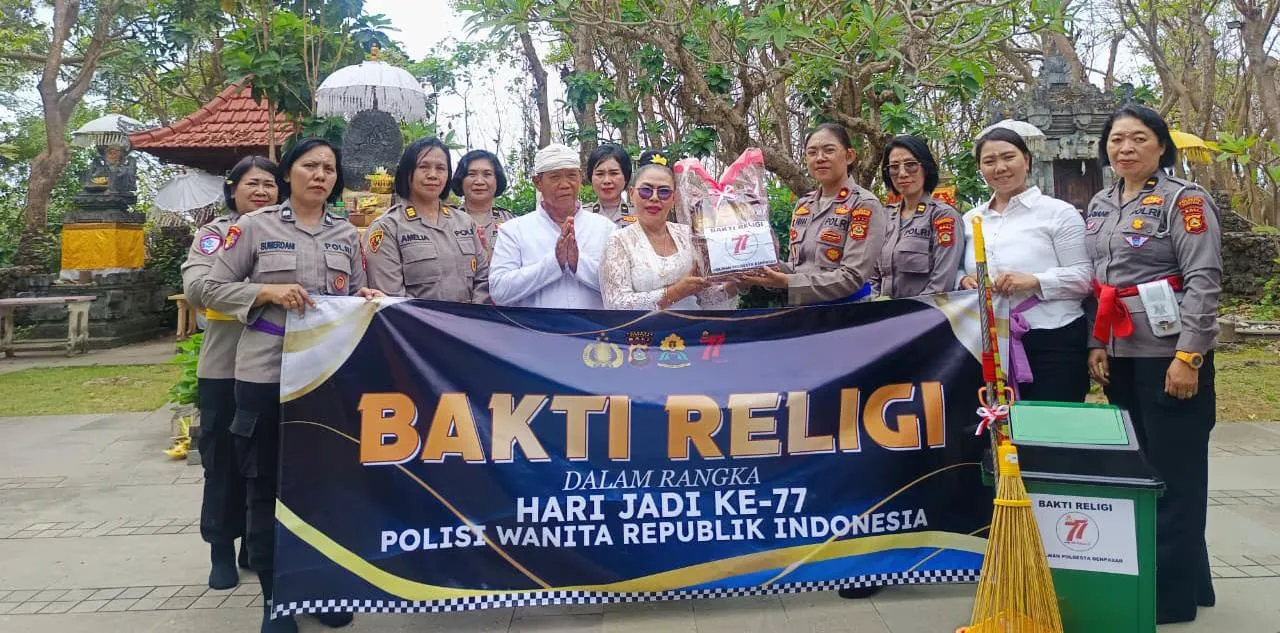Polwan Polresta Denpasar Gelar Bakti Religi Sambut Hari Jadi ke-77