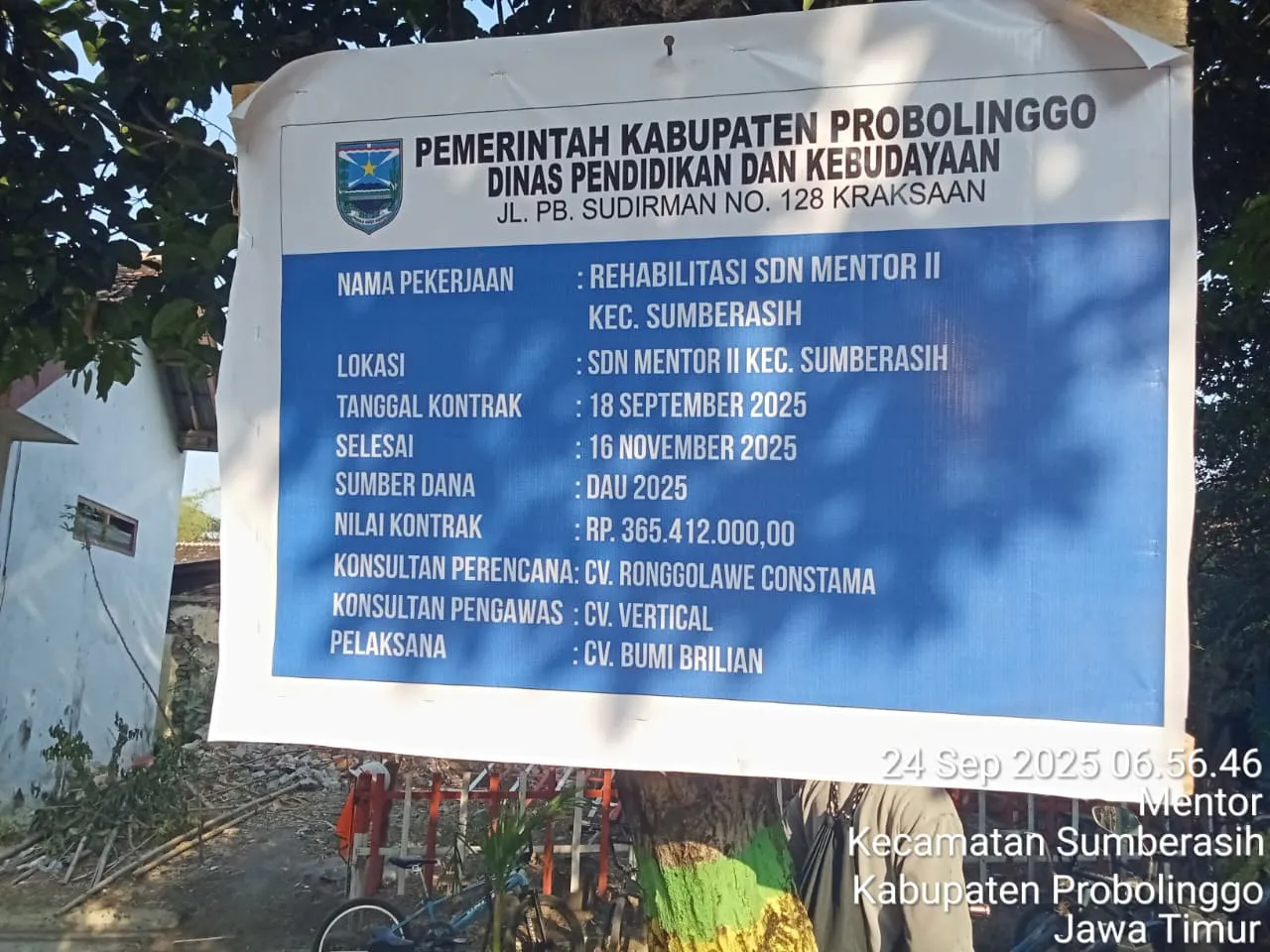 Proyek Rehabilitasi SDN Mentor 2 Diduga Asal-Asalan, DPD LSM PRI Temukan Ketidaksesuaian Teknis