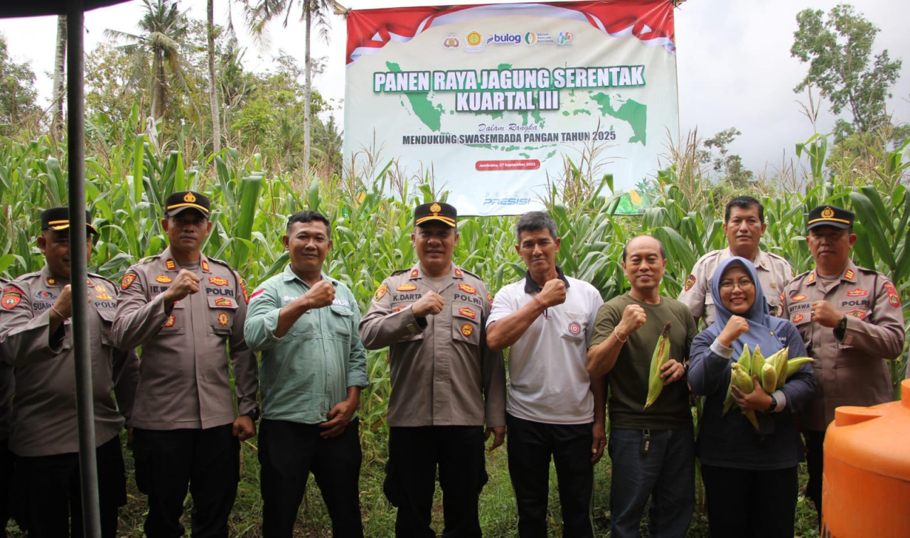 Polri Gelar Panen Jagung Serentak, Polres Jembrana Dukung Swasembada Pangan 2025