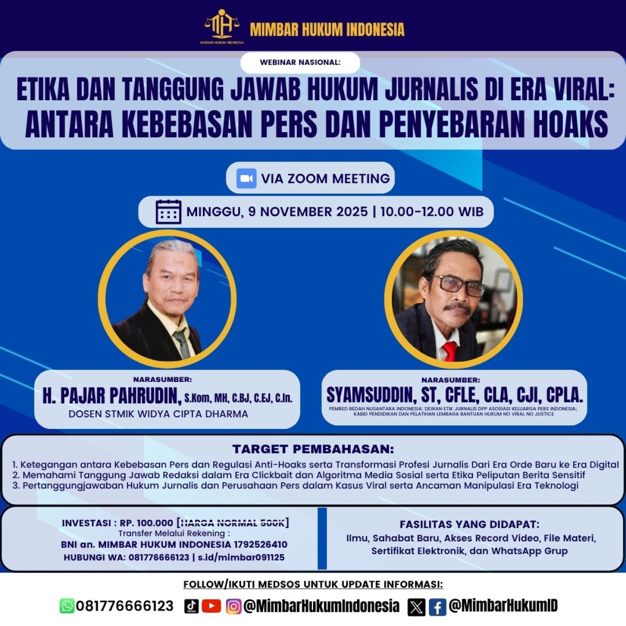 MHI Akan Gelar Webimer Nasional Tema Antara Kebebasan PERS dan Penyebaran HOAKS