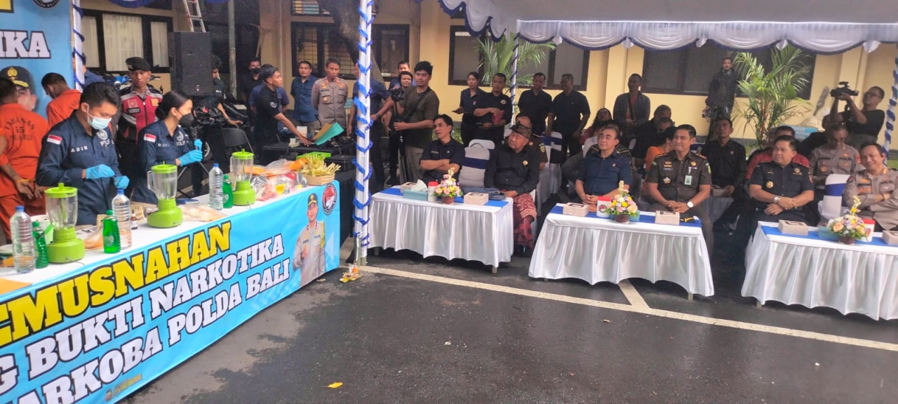 Polda Bali Musnahkan Barang Bukti Narkoba Senilai Lebih Dari Empat Miliar Rupiah
