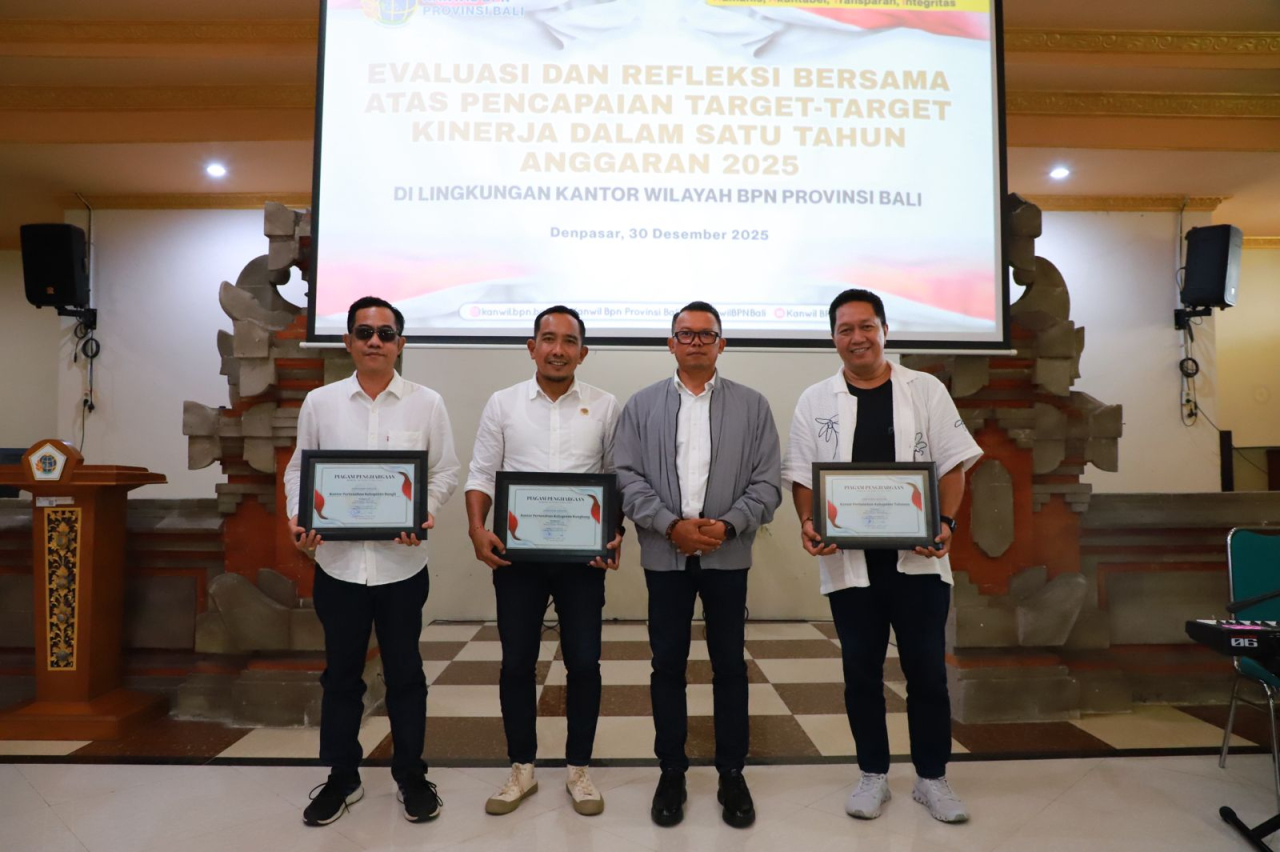 Kantor Pertanahan Kabupaten Tabanan Raih 4 Penghargaan Dalam Evaluasi Kinerja BPN se Provinsi Bali Tahun Anggaran 2025