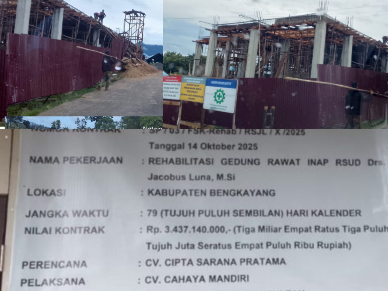 Proyek RSUD Bengkayang Rp3,4 Miliar Disorot: Dugaan Material Luar Daerah, Pajak MBLB Terancam Bocor, K3 Diabaikan