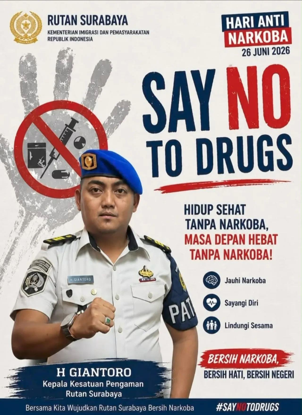 Hari Anti Narkoba 2026, Rutan Medaeng Perkuat Komitmen Wujudkan Warga Binaan Bebas Narkoba