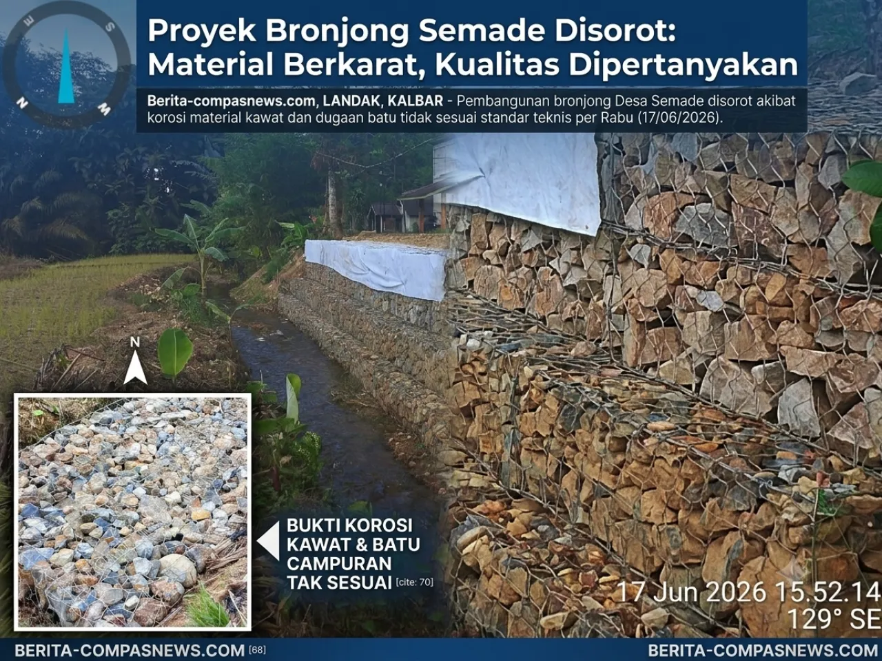 "Proyek Bronjong Semade Disorot: Material Berkarat, Kualitas Dipertanyakan"