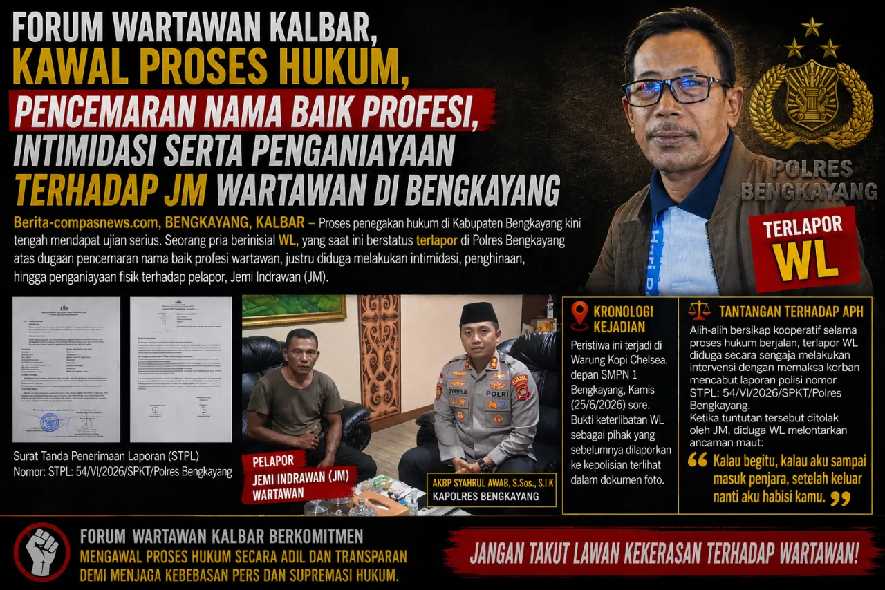 Forum Wartawan Kalbar Kawal Kasus Intimidasi dan Penganiayaan Wartawan di Bengkayang, Desak APH Bertindak Tegas