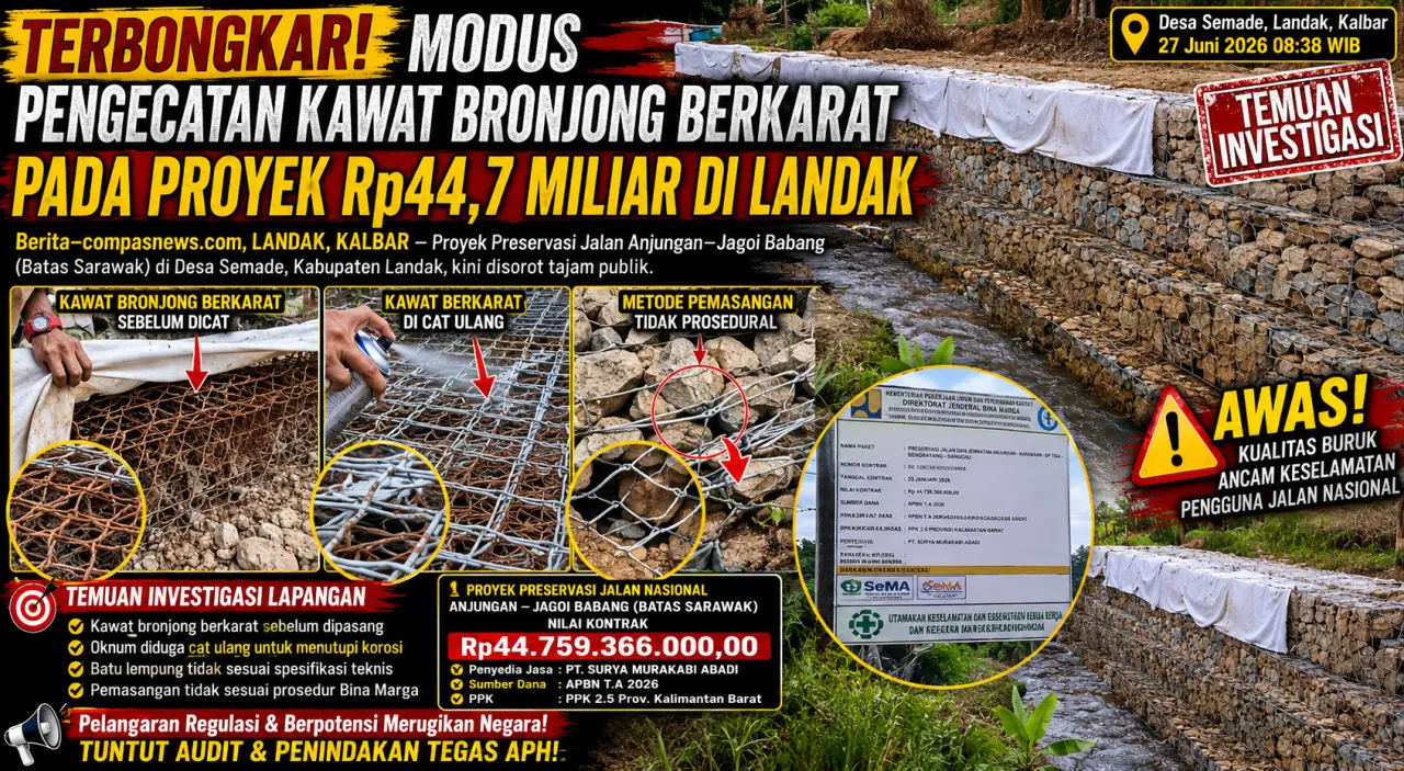 Terbongkar, Modus Pengecatan Kawat Bronjong Berkarat pada Proyek Rp44,7 Miliar di Landak