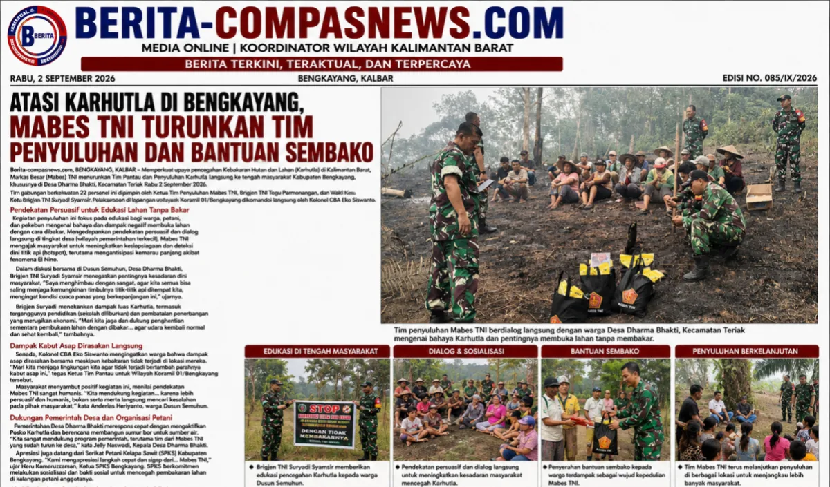 Atasi Karhutla di Bengkayang, Mabes TNI Turunkan Tim Penyuluhan dan Bantuan Sembako