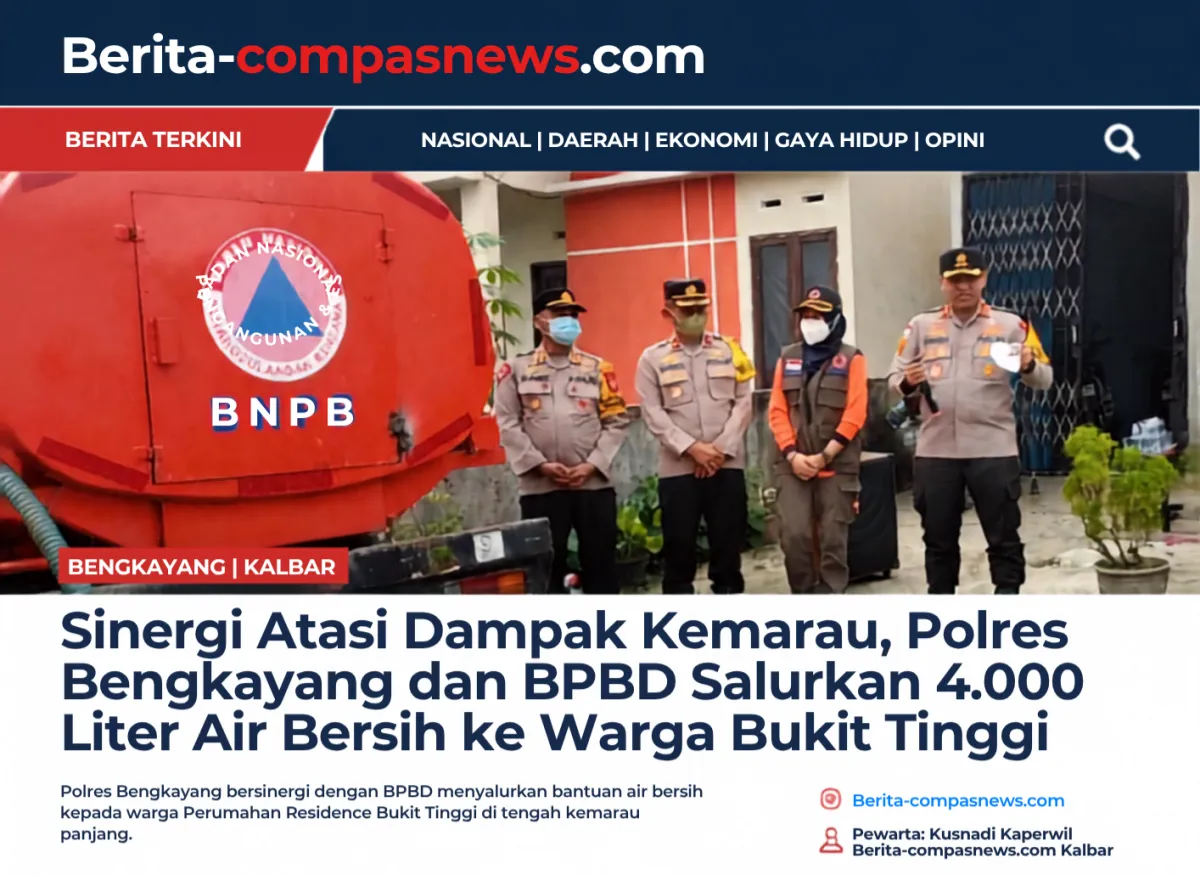 Sinergi Atasi Dampak Kemarau, Polres Bengkayang dan BPBD Salurkan 4.000 Liter Air Bersih ke Warga Bukit Tinggi