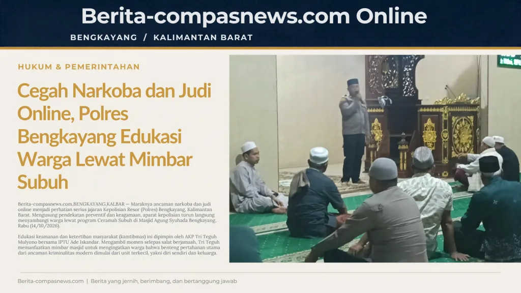 Cegah Narkoba dan Judi Online, Polres Bengkayang Edukasi Warga Lewat Mimbar Subuh