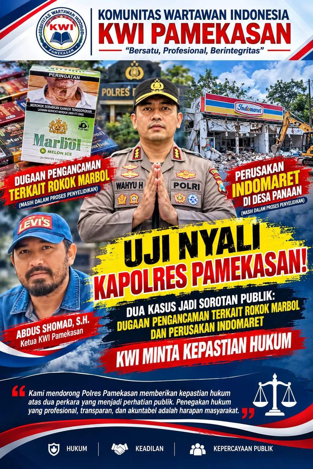 Dua Kasus Jadi Sorotan, KWI Tantang Polres Pamekasan Tunjukkan Ketegasan Penegakan Hukum