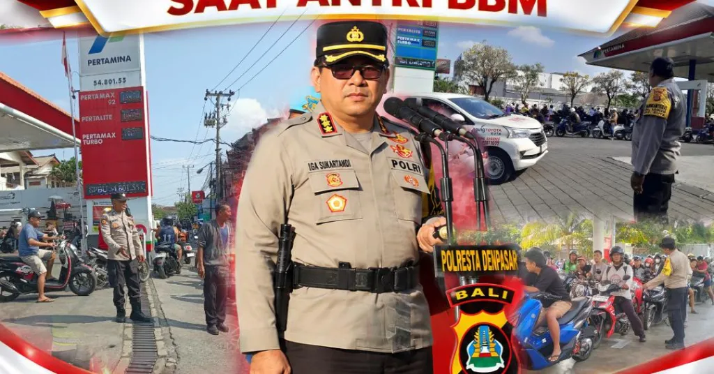 Polresta Denpasar Kerahkan Ratusan Personel Amankan SPBU di Denpasar-Badung, Antisipasi Kepadatan Antrean BBM