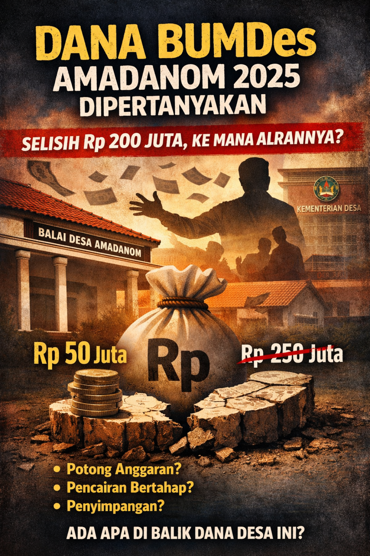Rp250 Juta Diajukan, Rp50 Juta Dikabarkan Cair, Ke Mana Sisa Dana BUMDes Amadanom 2025?