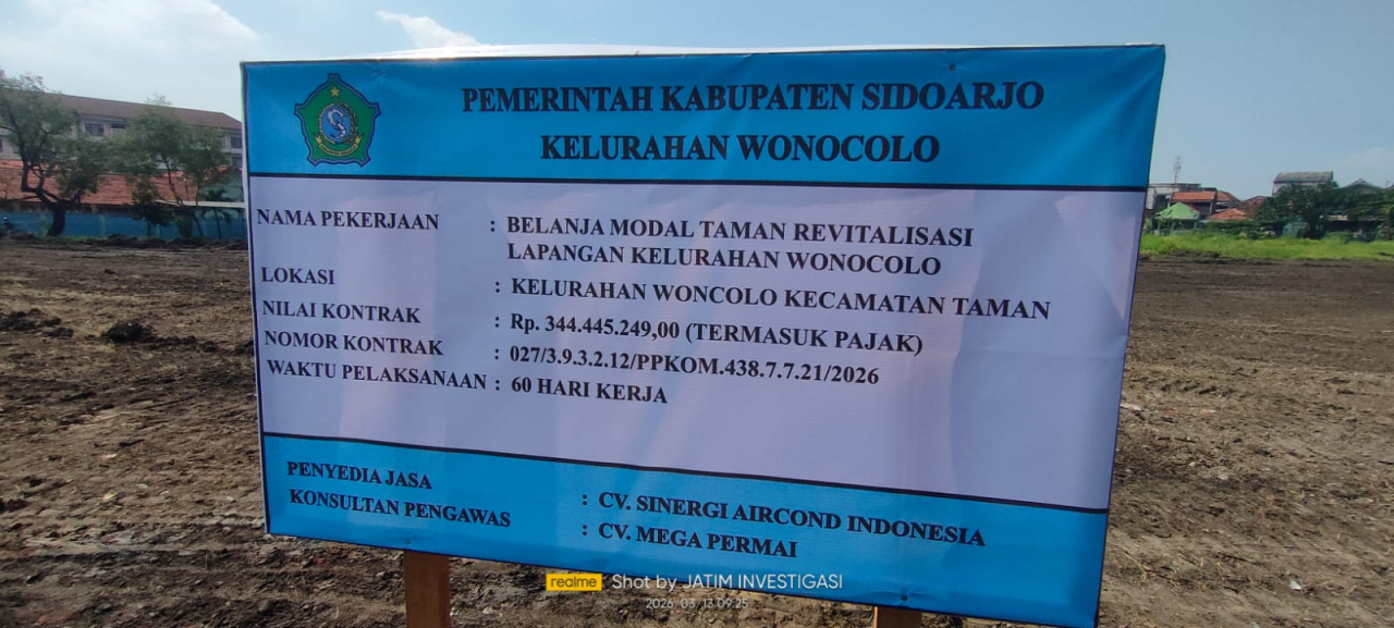 Anggaran Rp344 Juta Dipertanyakan, Proyek Jogging Track Lapangan Wonocolo Minim Transparansi