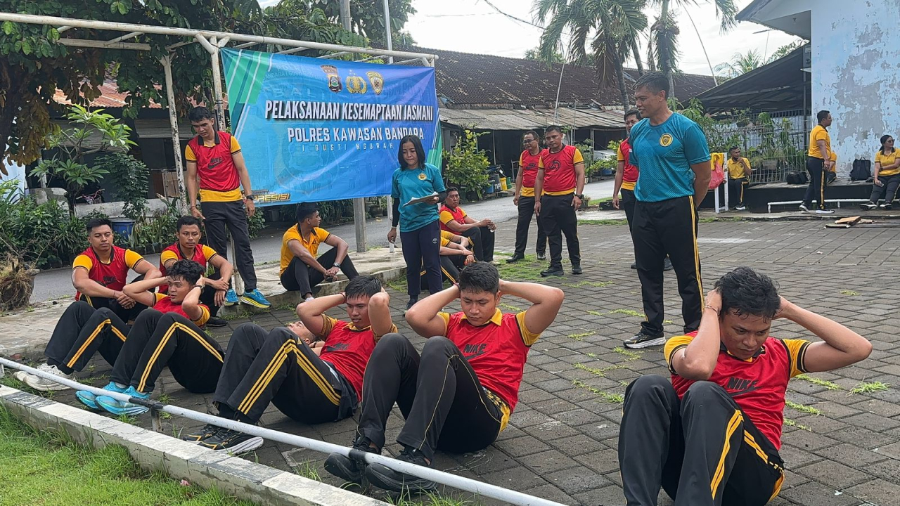 Uji Kesamaptaan Jasmani, Polres Bandara Ngurah Rai Pastikan Personel Tetap Prima dan Siap Tugas