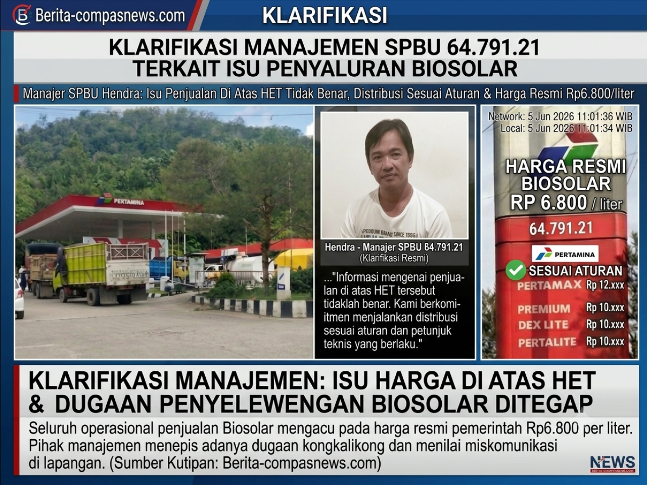 KLARIFIKASI MANAJEMEN SPBU 64.791.21 TERKAIT ISU PENYALURAN BIOSOLAR