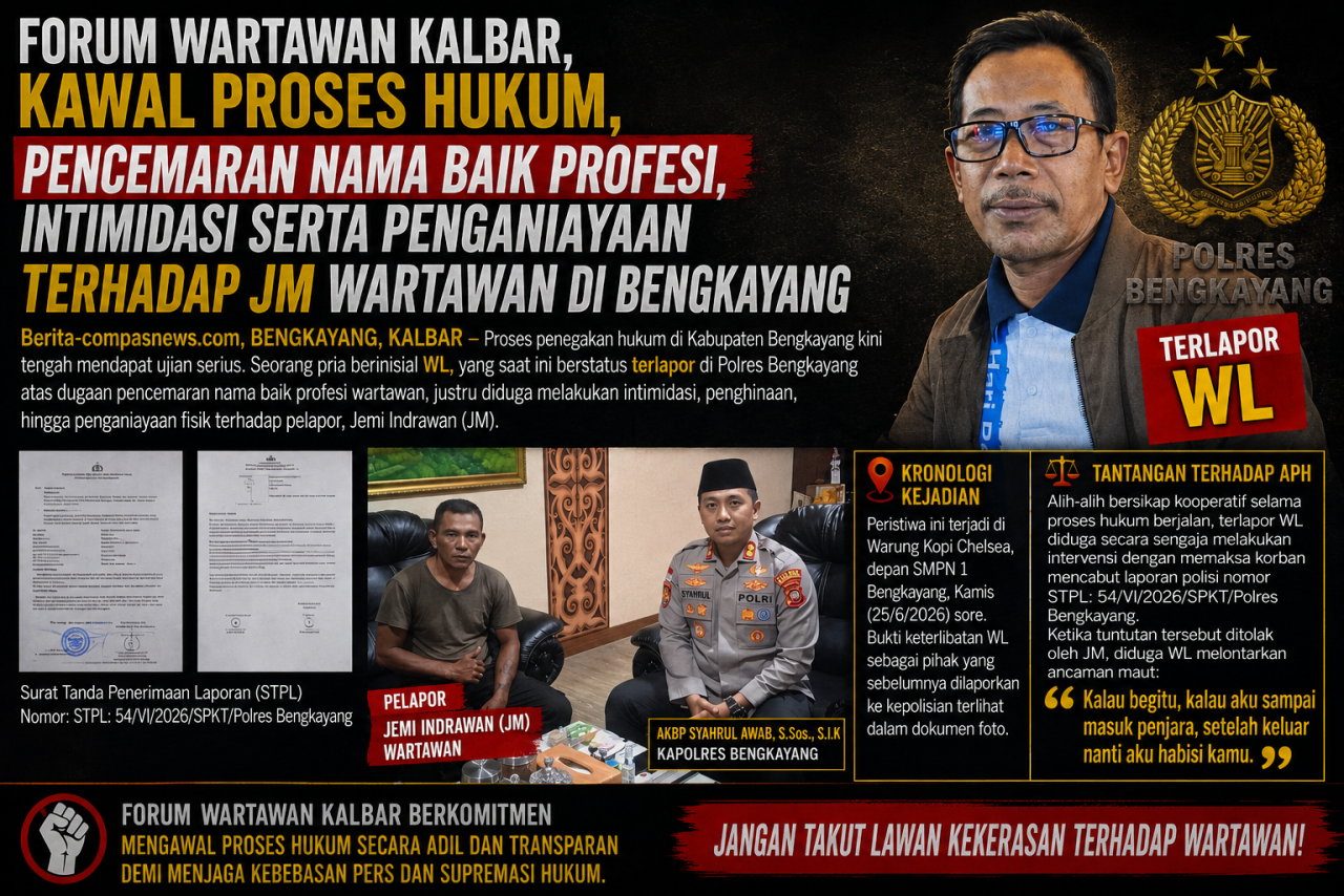 Forum Wartawan Kalbar Kawal Kasus Intimidasi dan Penganiayaan Wartawan di Bengkayang, Desak APH Bertindak Tegas