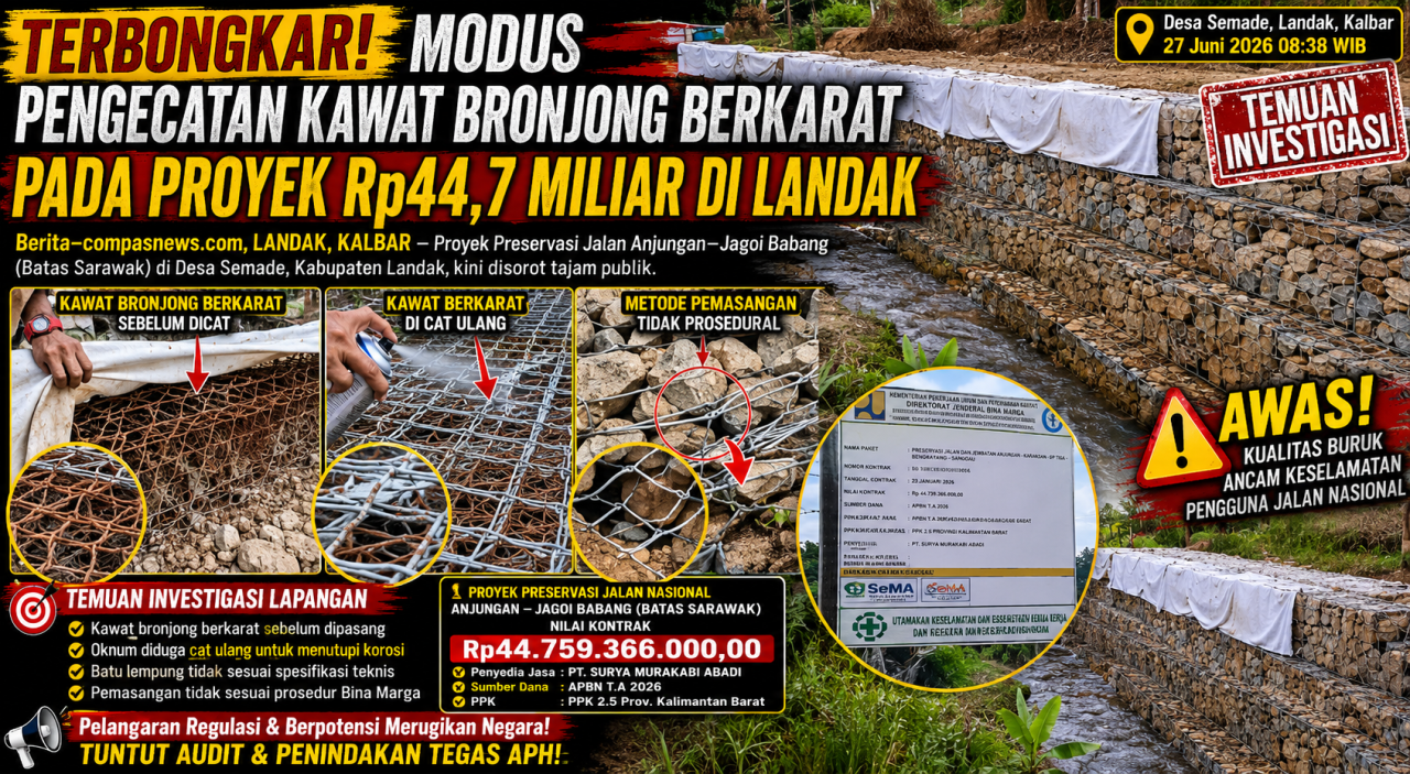 Terbongkar, Modus Pengecatan Kawat Bronjong Berkarat pada Proyek Rp44,7 Miliar di Landak