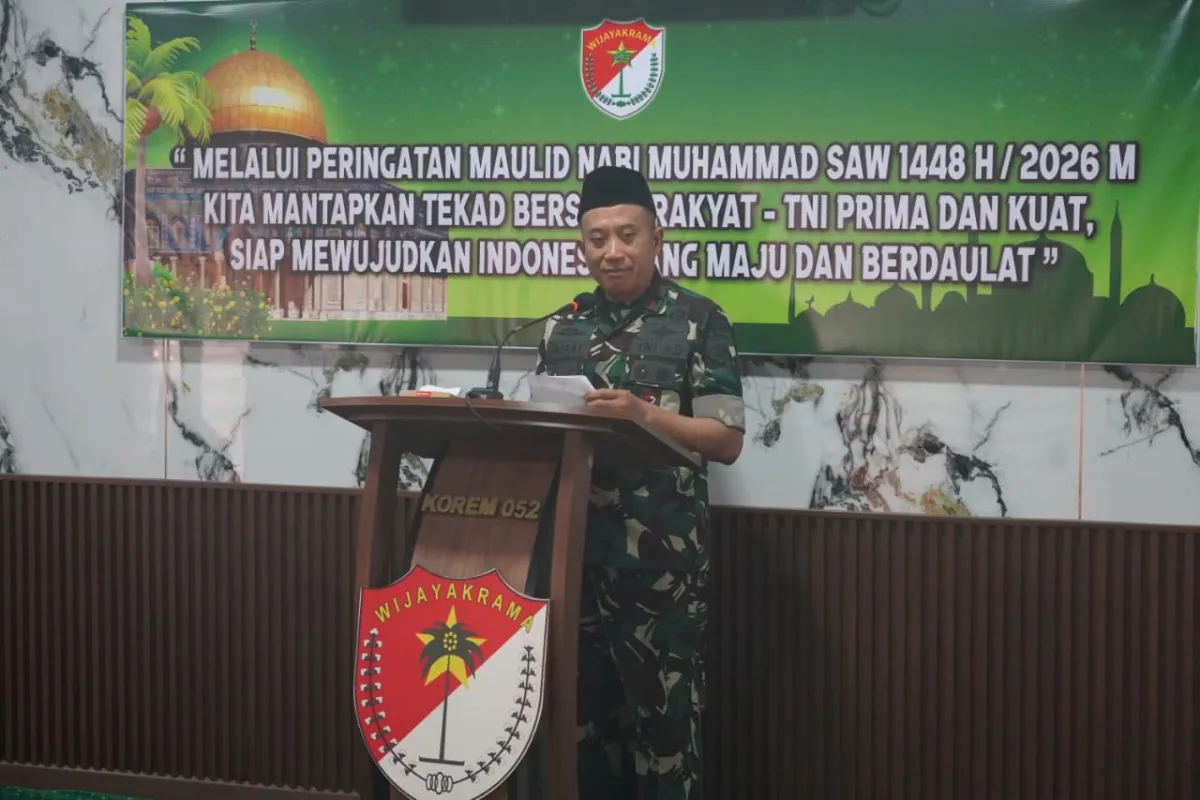 KOREM 052/WIJAYAKRAMA TANAMKAN KETELADANAN RASULULLAH MELALUI PERINGATAN MAULID NABI MUHAMMAD SAW 1448 H/2026 M