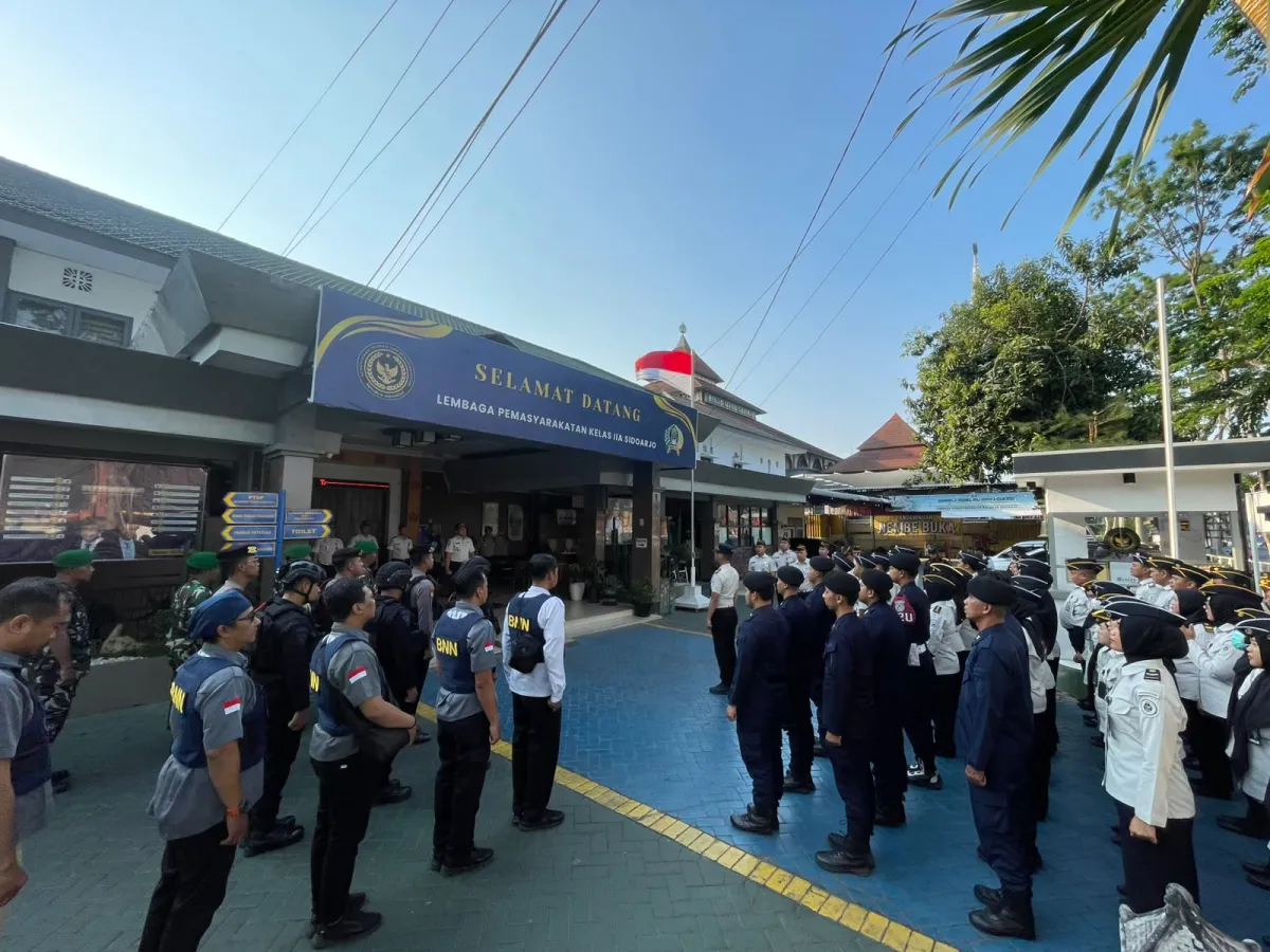 Lapas Sidoarjo Gelar Razia Gabungan dan Tes Urine, 60 Warga Binaan Dinyatakan Negatif