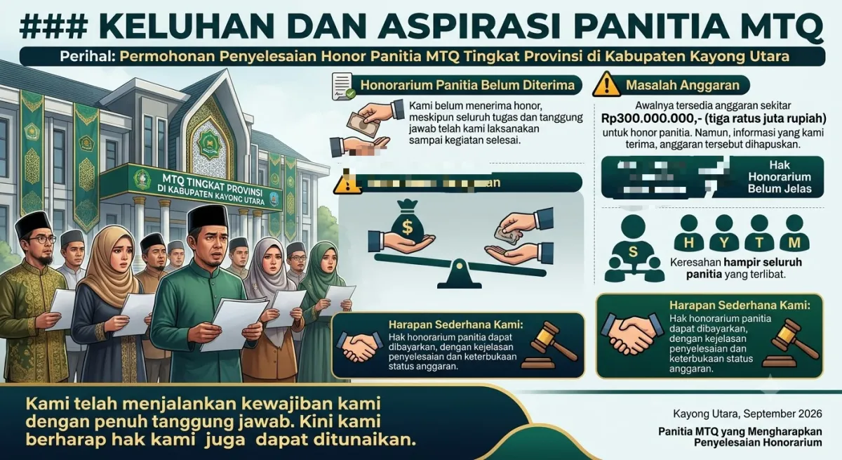 Dugaan Penyimpangan Dana MTQ Kayong Utara Disorot, Panitia Kecewa Honor 300 Juta Tidak di Bayarkan