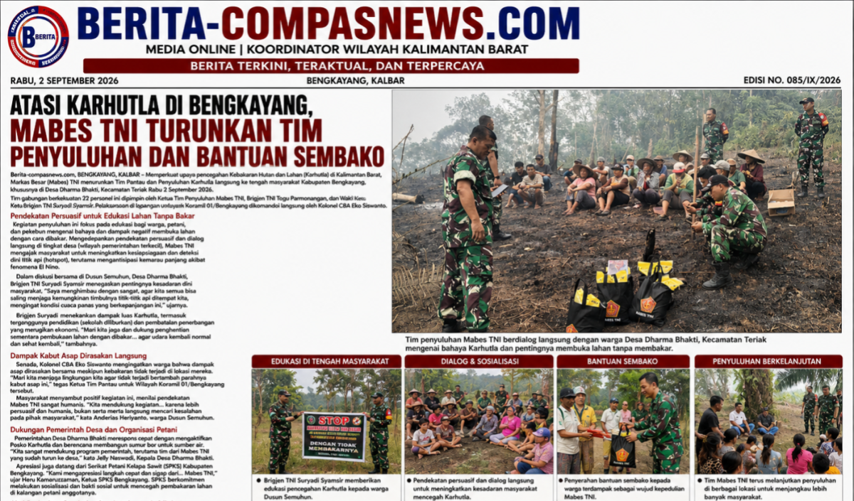 Atasi Karhutla di Bengkayang, Mabes TNI Turunkan Tim Penyuluhan dan Bantuan Sembako