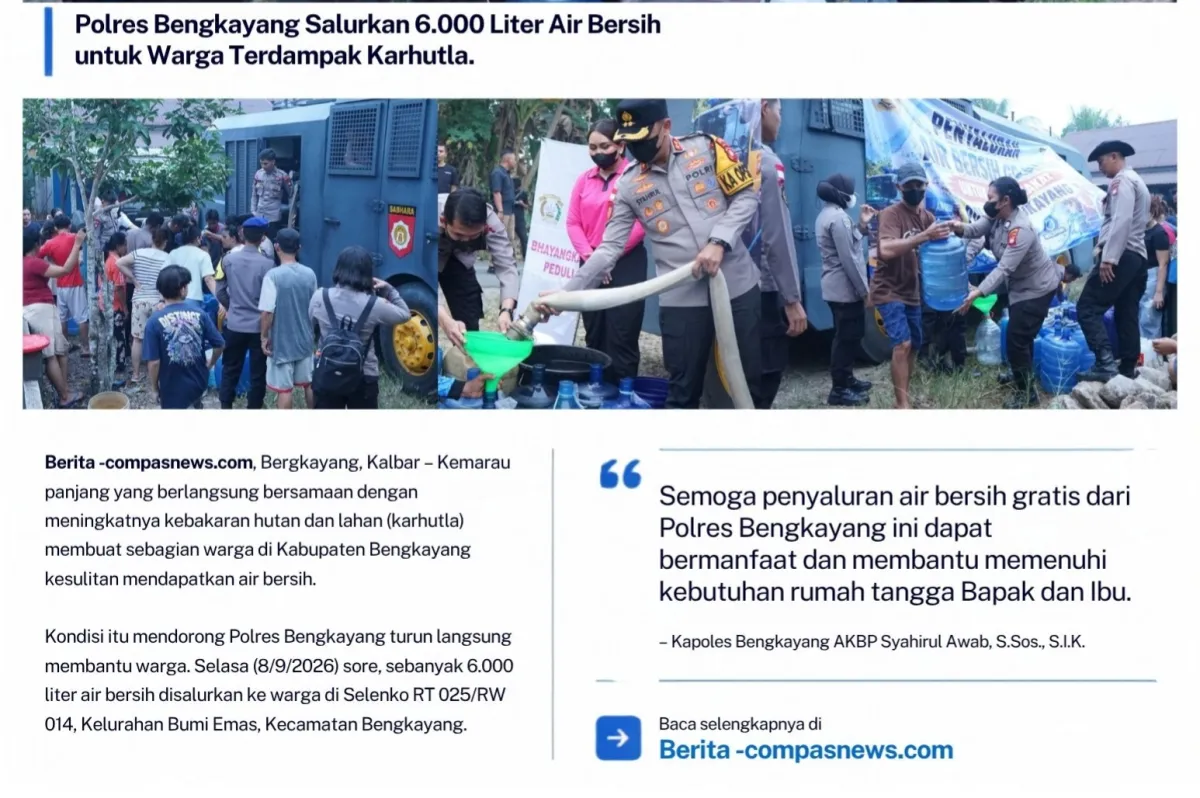 Krisis Air, Polres Bengkayang Sulap Water Cannon Jadi Pemasok Bantuan