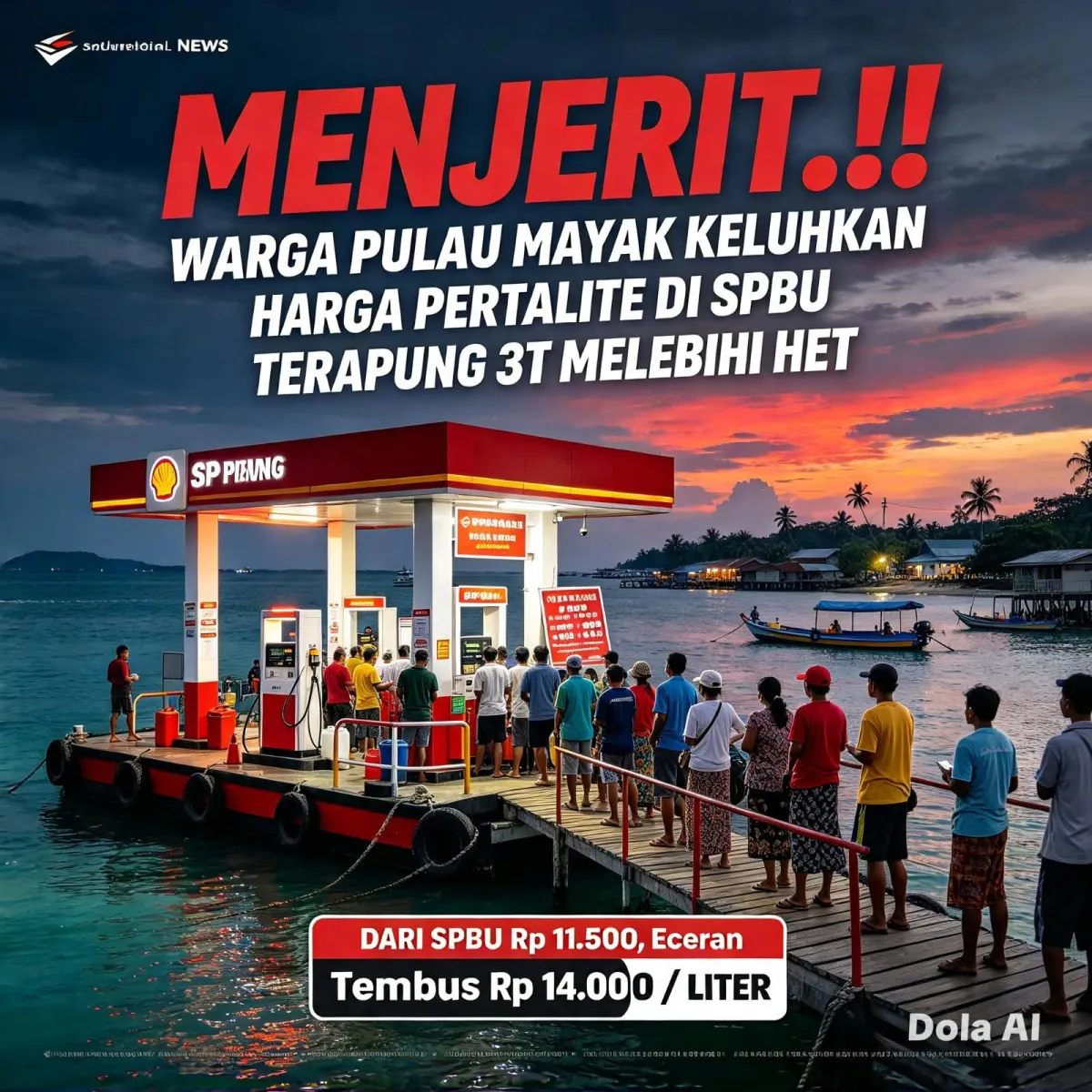 MENJERIT..!! Warga Pulau Mayak Keluhkan Harga Pertalite SPBU 3T, Disebut Tembus Rp14 Ribu per Liter